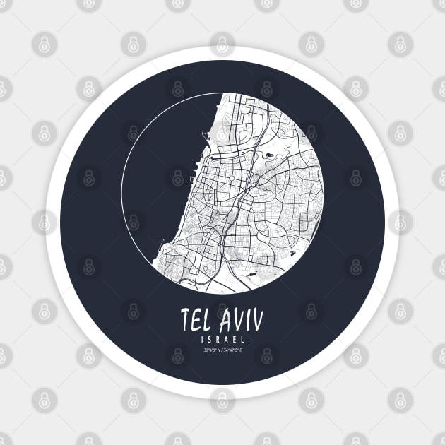 Tel Aviv, Israel City Map - Full Moon Magnet by deMAP Studio